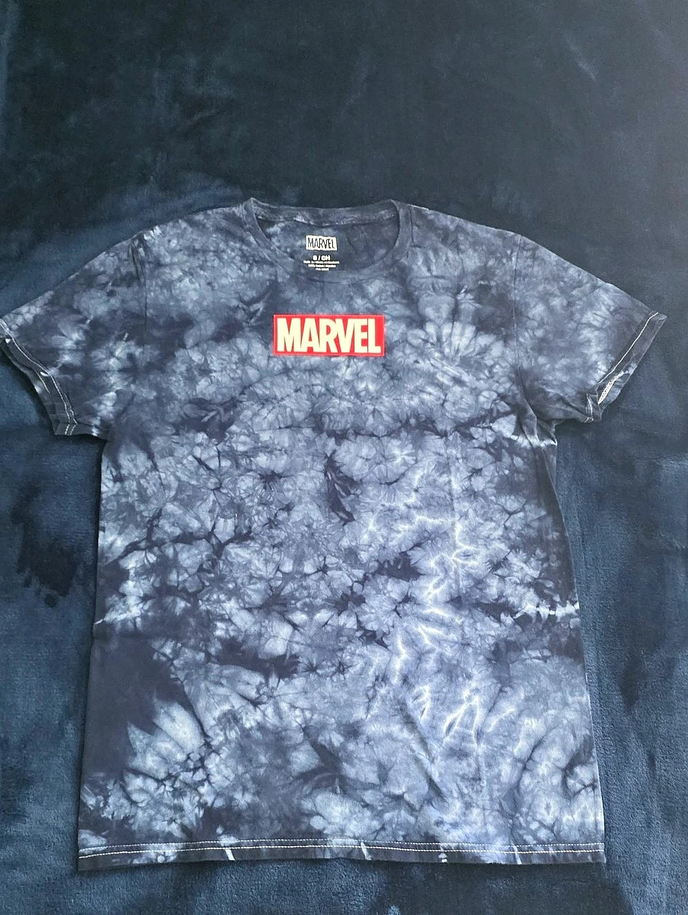 Marvel Tie-Dye Box Logo T-Shirt Black & Gray Small